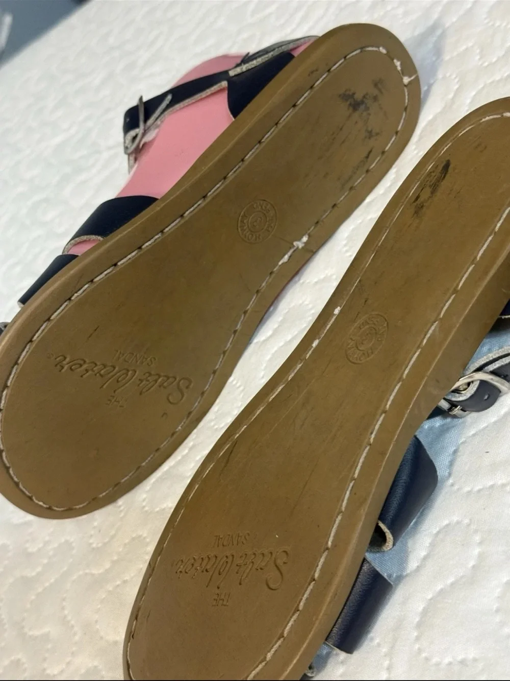 Kids Saltwater Black Leather Sandals